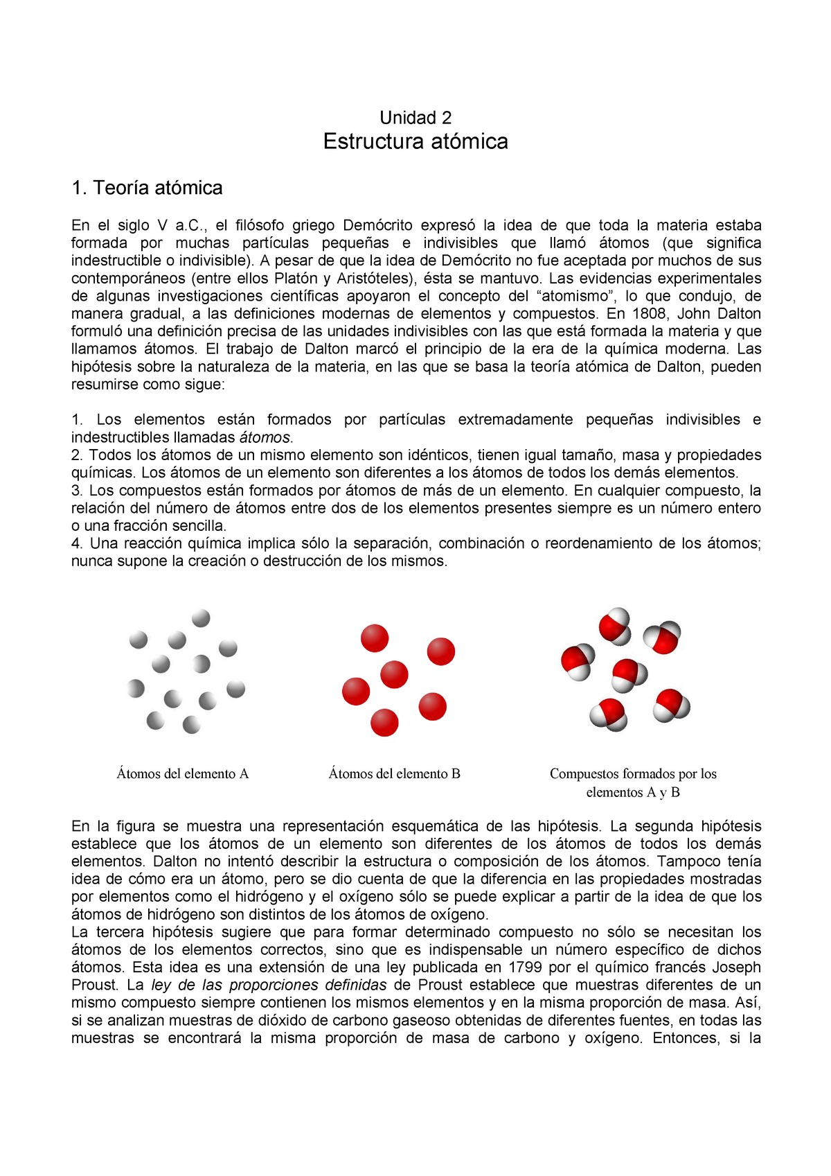 2 Estructura Atomica Unidad 2 Estructura Atómica 1 Teoría Atómica En El Siglo V A El 6821