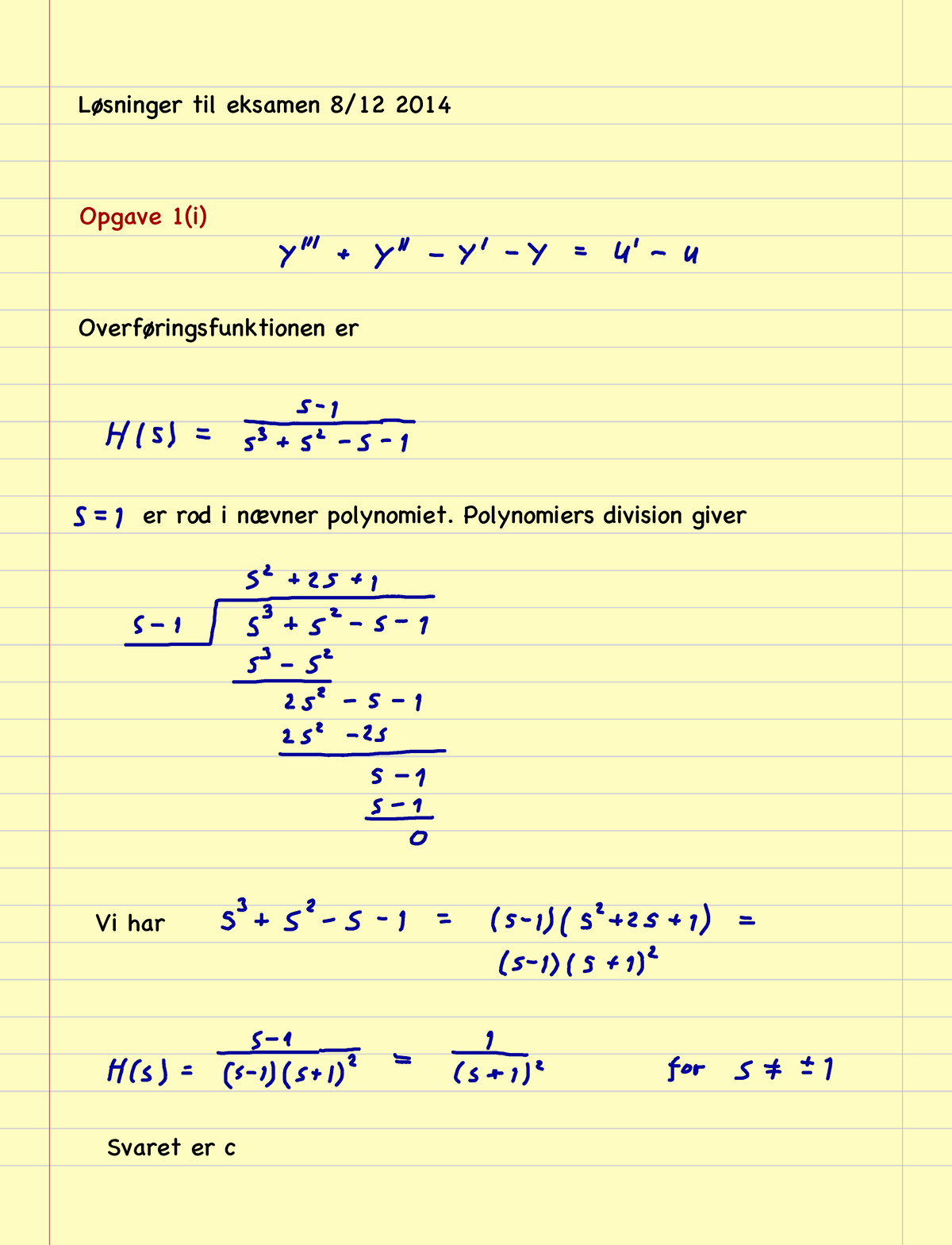 Eksamen December 2014, Svar - Løsninger Til Eksamen 8/12 2014 Opgave 1 ...