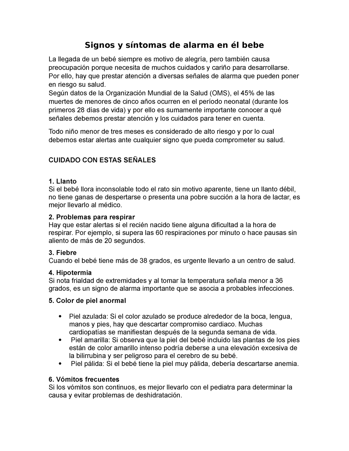 Signos de alarma en el recién nacido - Matterna