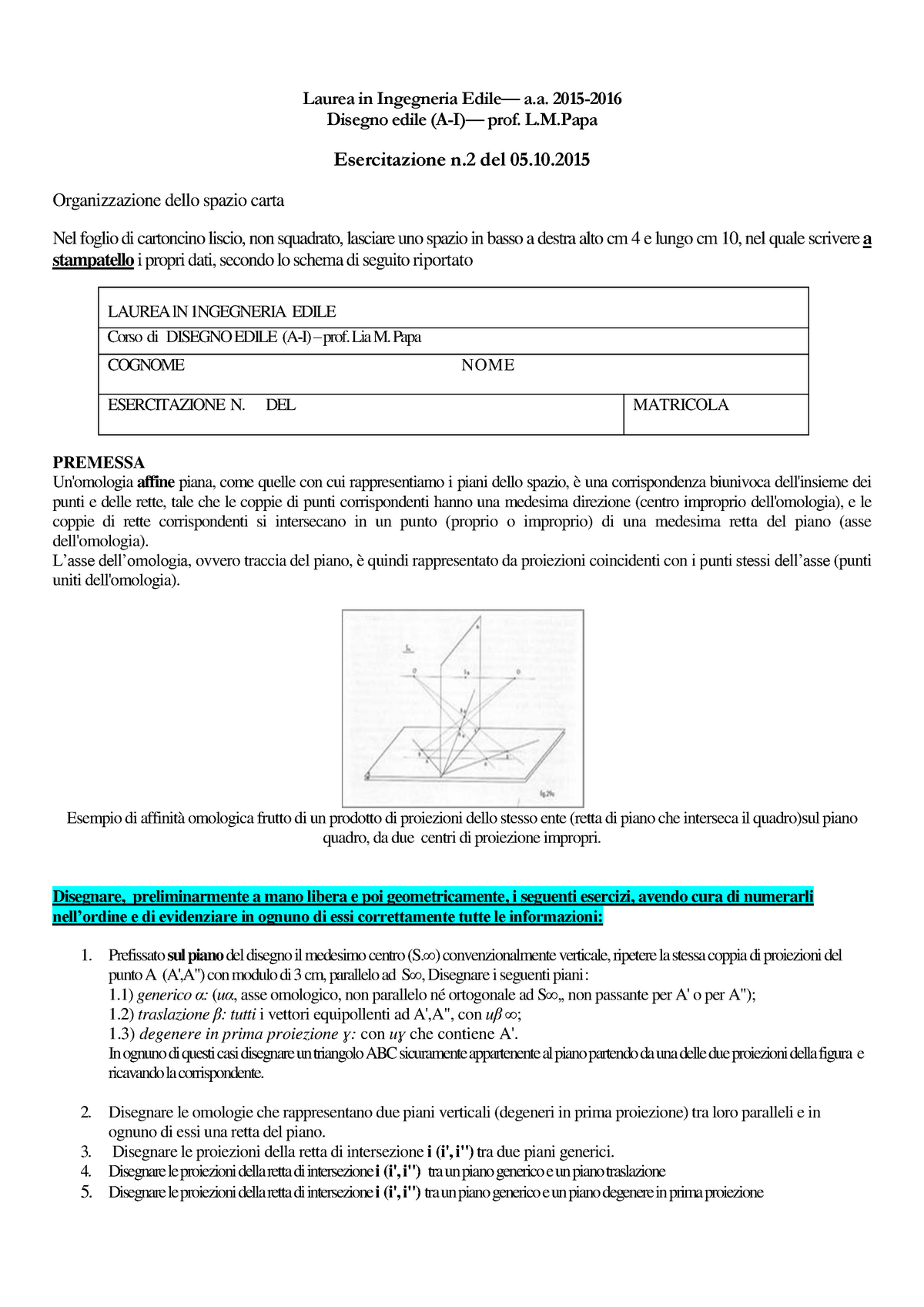 Esercitazione 2 Del 5 Ottobre 2015 Disegno Edile