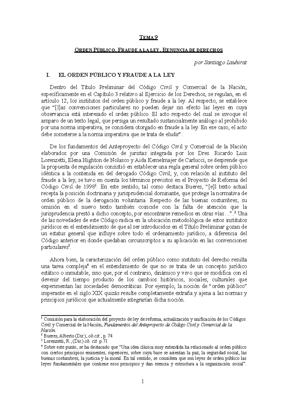 Tema 09 - Orden Público - Fraude a la ley y renuncia de derechos - 1 T ...