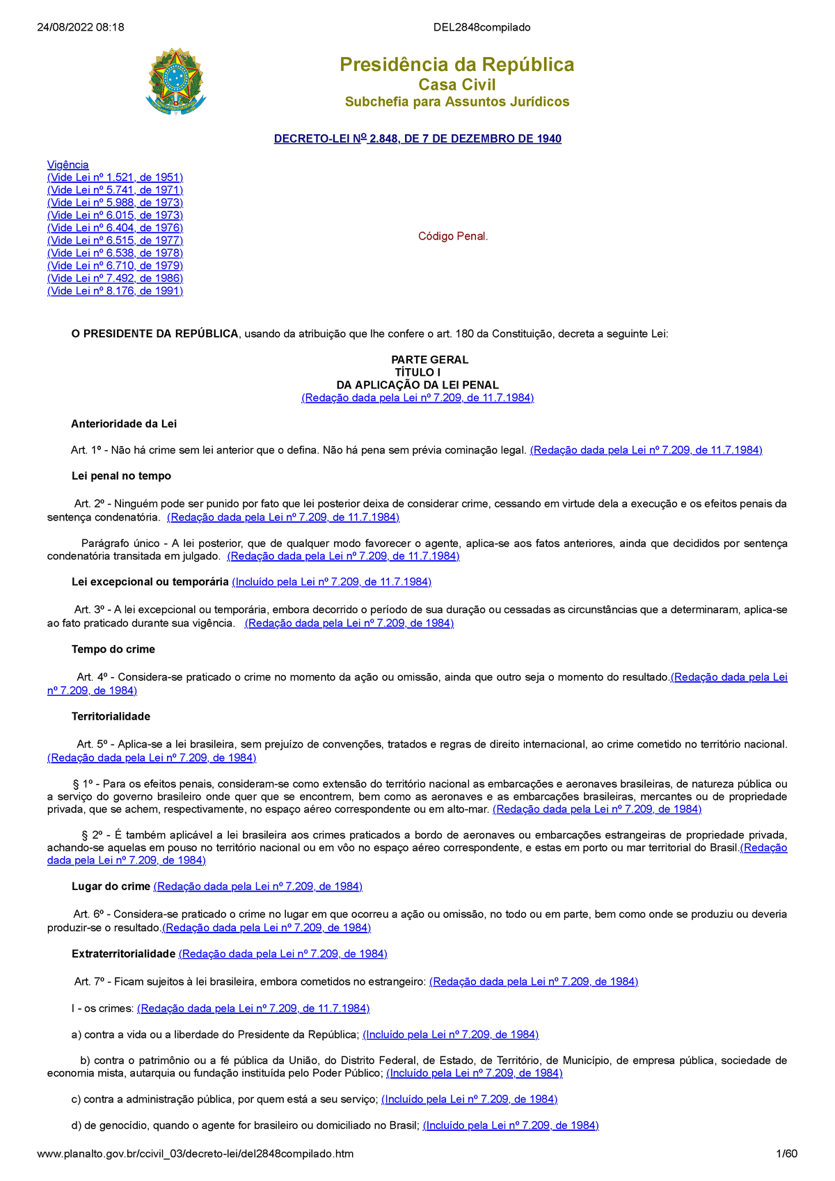 Código Penal - Presidência Da República Casa Civil Subchefia Para ...