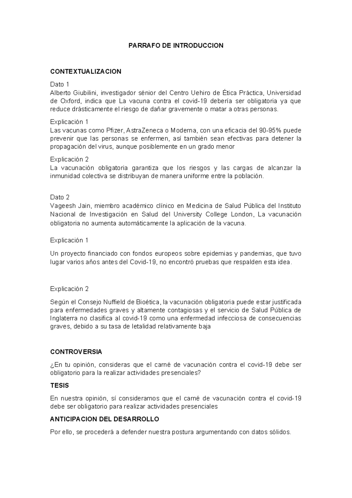 Examen final - ayuda - PARRAFO DE INTRODUCCION CONTEXTUALIZACION Dato 1 ...