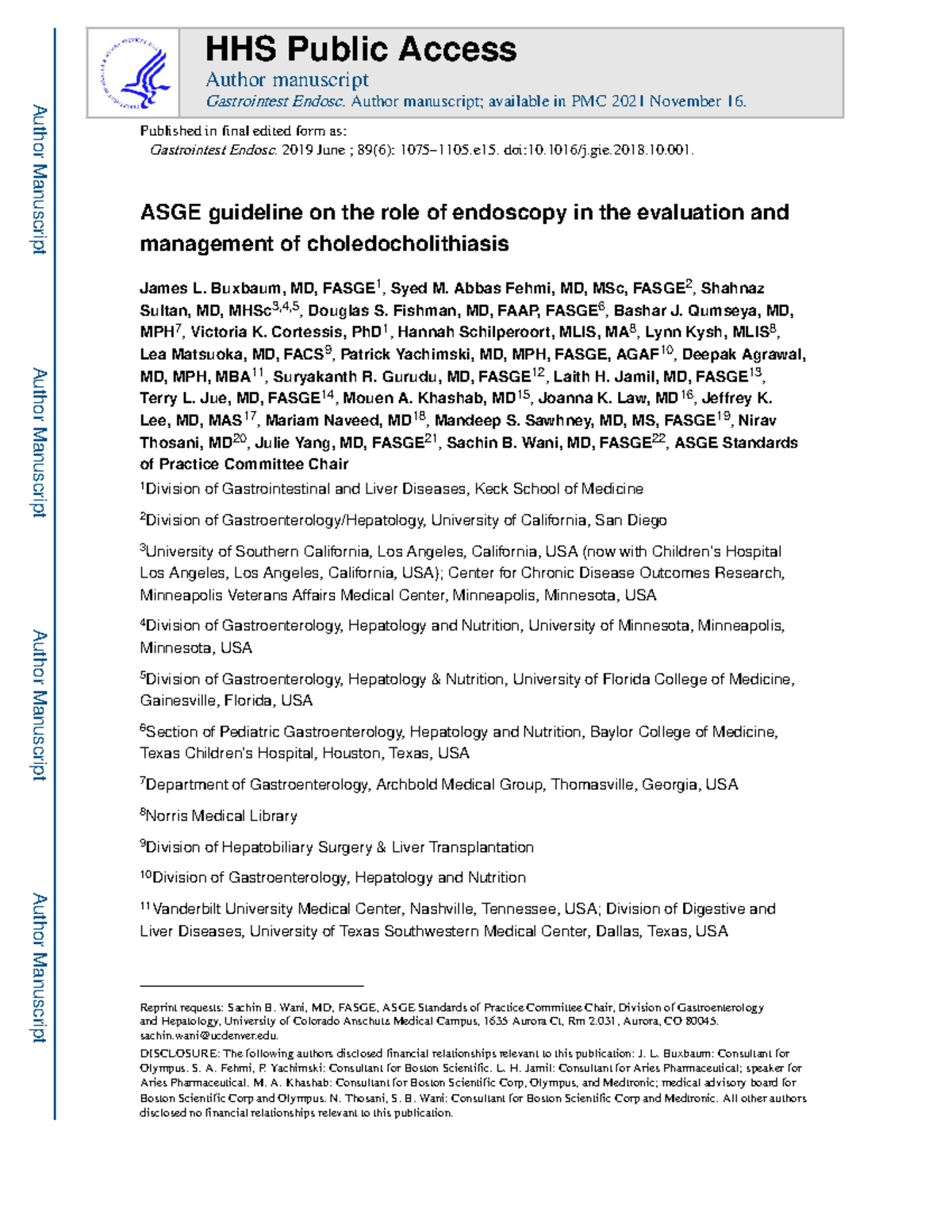 A0. LICO - Guía Dx Y Manejo - ASGE 20 1 9 - ASGE Guideline On The Role ...