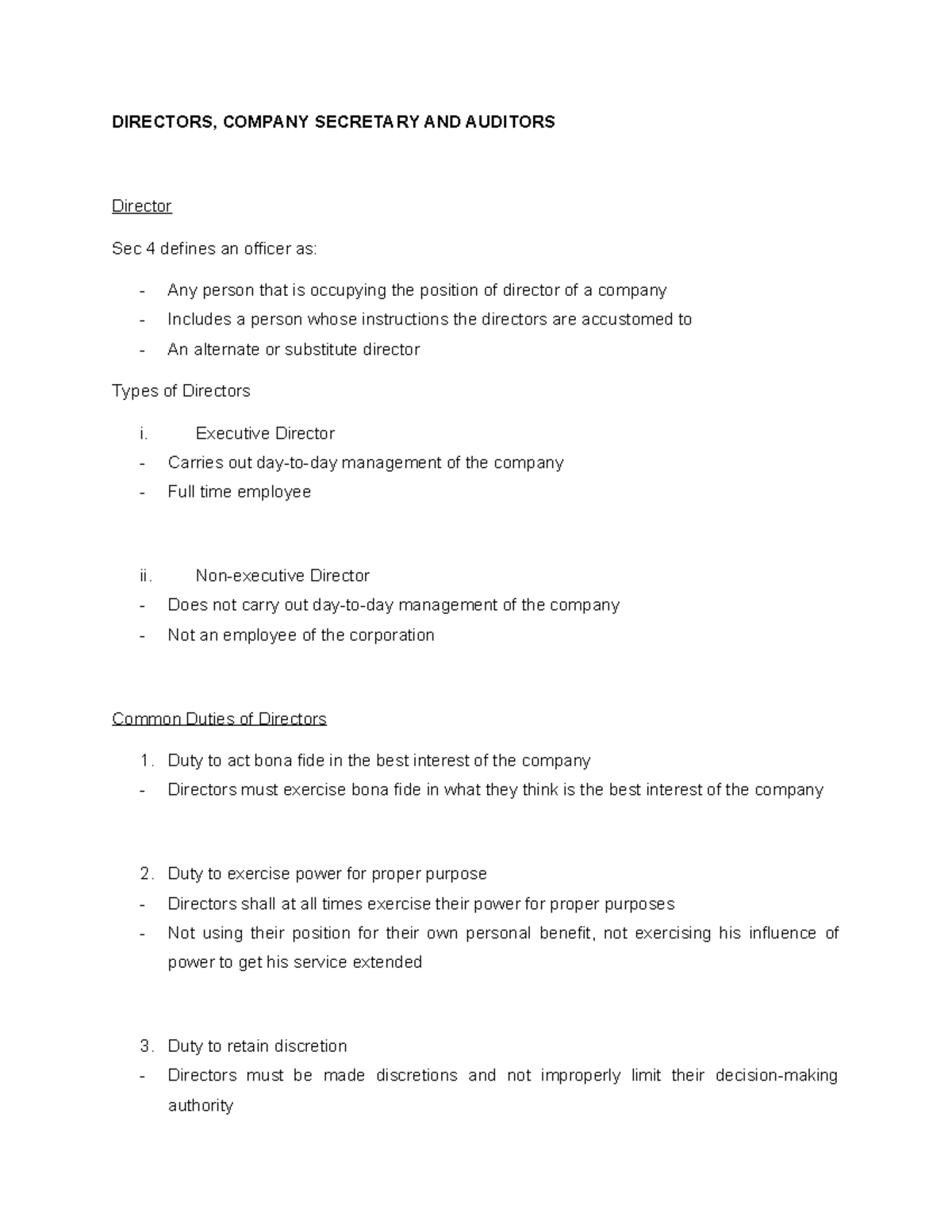 Directors, CO Secretary AND Auditors - DIRECTORS, COMPANY SECRETARY AND ...