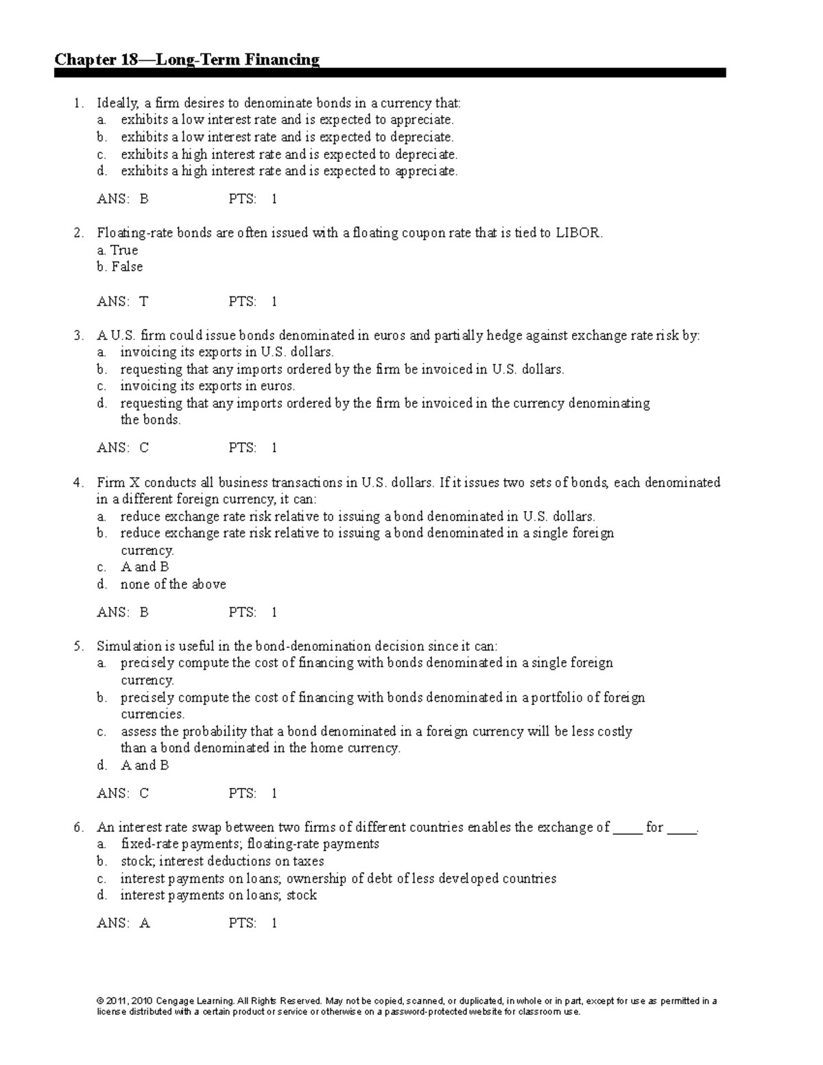 0538482214 IFM10e TB 18 - Chapter 18—Long-Term Financing Ideally, A ...