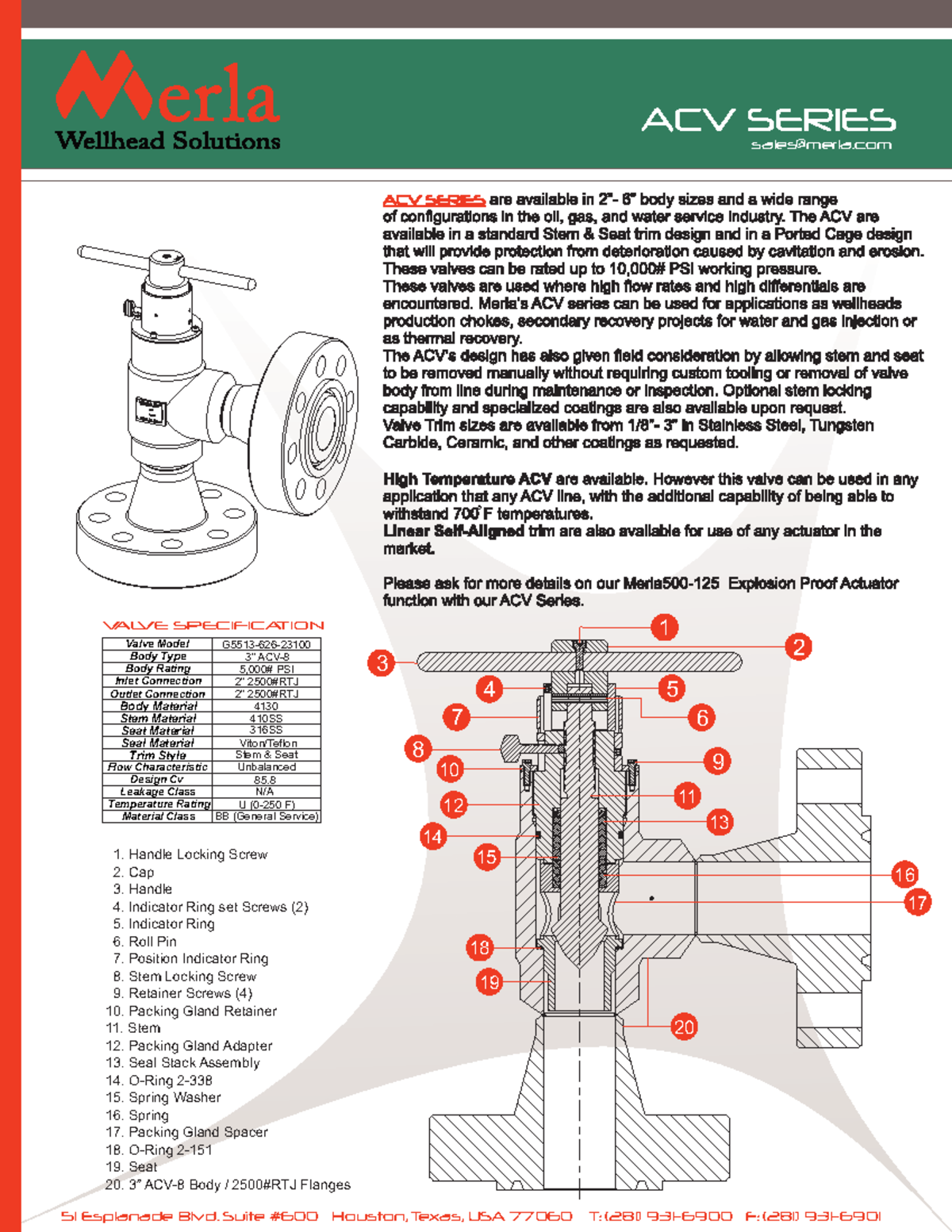 Caracteristicas y Dimensionamiento de Válvulas Choke ACV SERIES sales