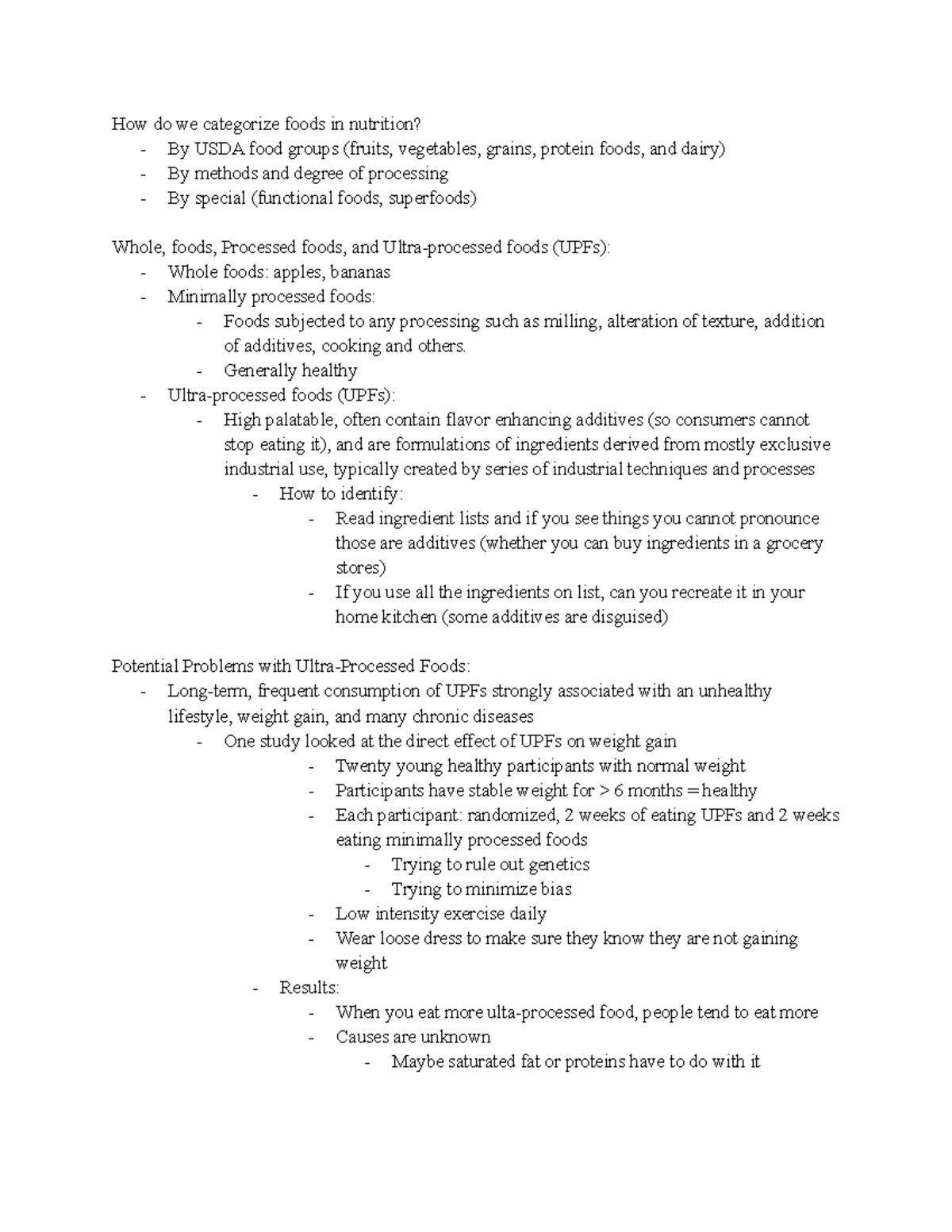 Nutrition Weeks 3+4 Notes - How do we categorize foods in nutrition ...