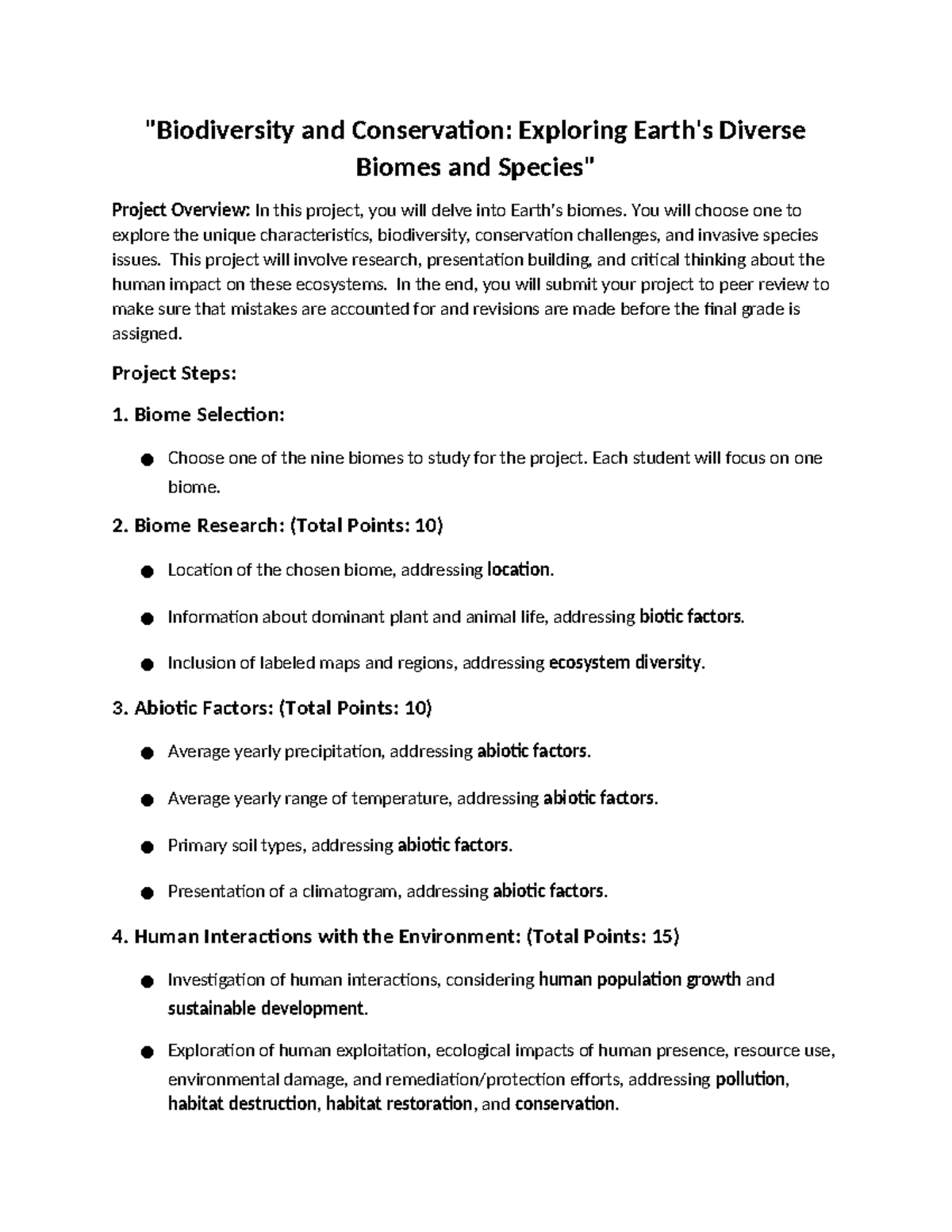 Biodiversity And Conservation Project Studocu