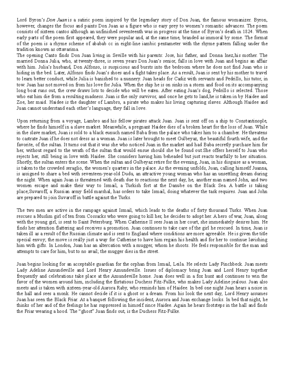 Lord Byron - This is a note of English literature - Lord Byron’s Don ...