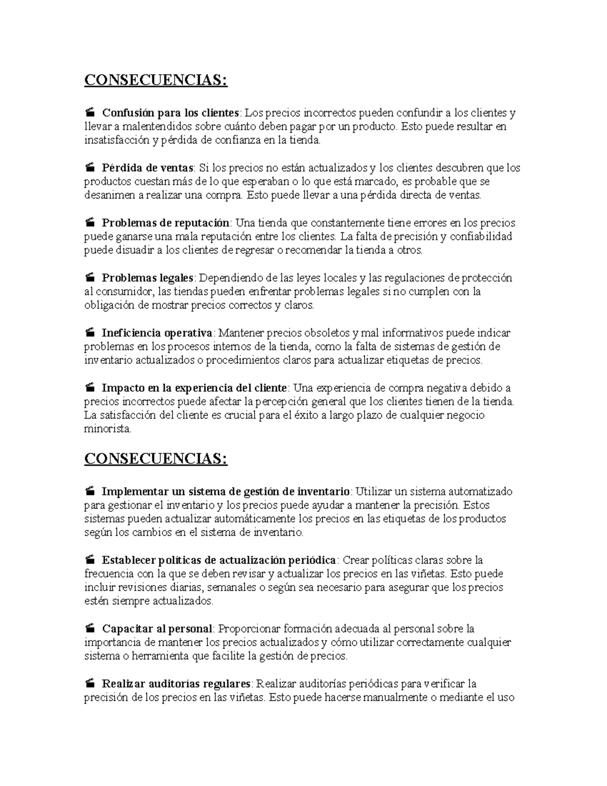 Consecuencias - CONSECUENCIAS: Confusión para los clientes: Los precios ...