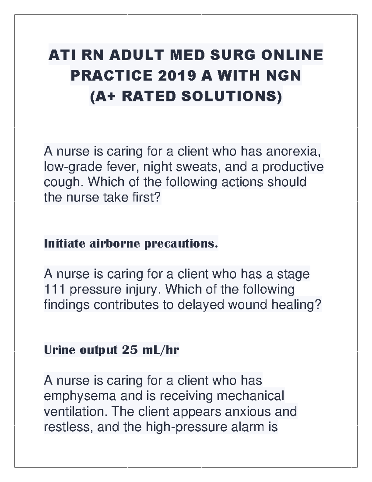 ATI RN Adult MED SURG Online Practice 2019 A WITH NGN (A+ Rated ...