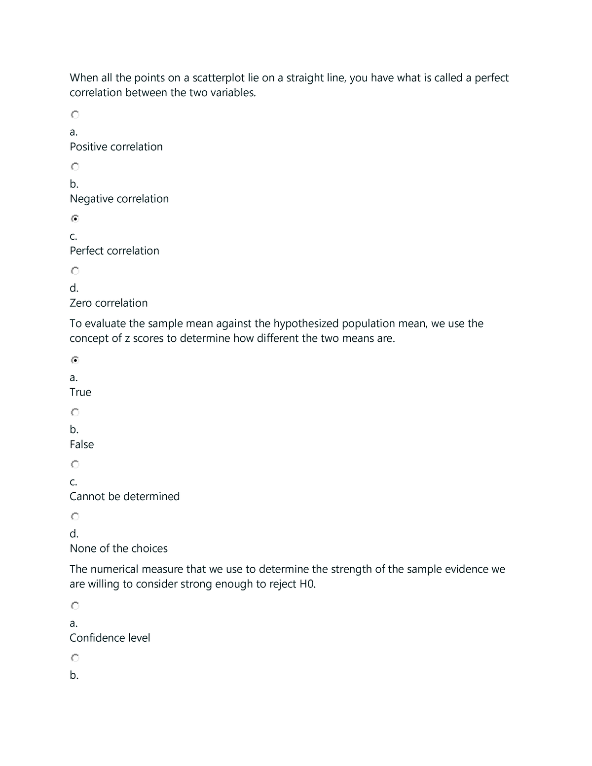 Stats 2112 Second Quarter Exam - When all the points on a scatterplot ...