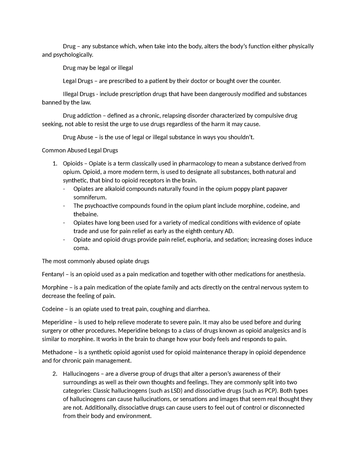 Reviewer in NSTP - Drug – any substance which, when take into the body ...