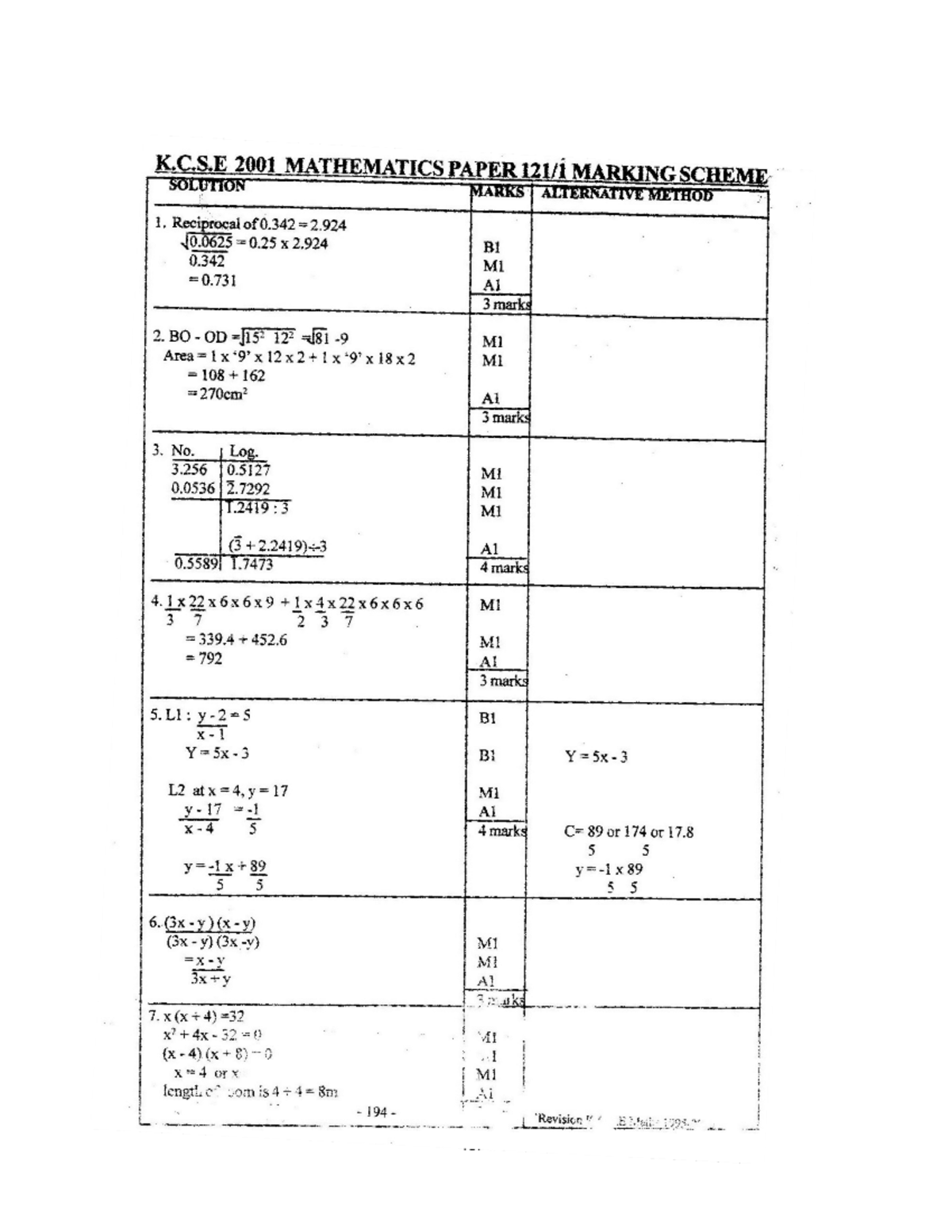 2001 kcse mathematics paper 1 answers 1 2 introduction to