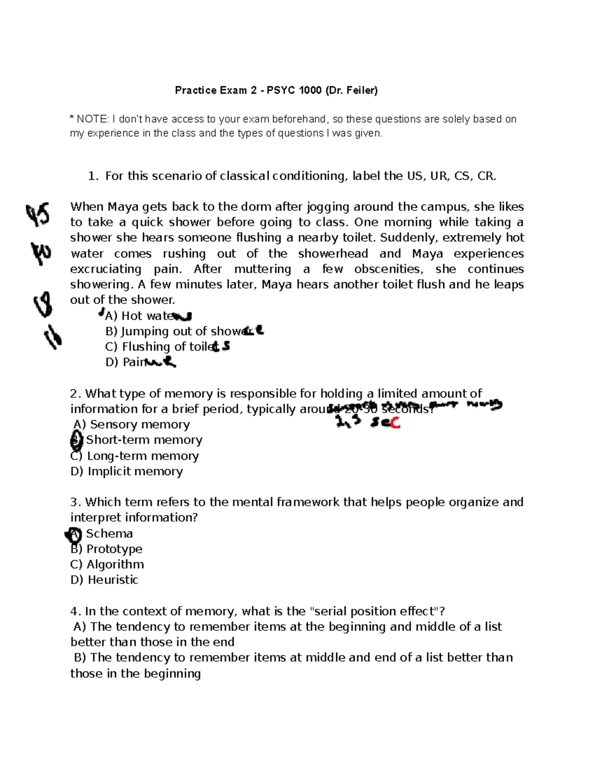 Practice Exam 2 PSYC (Dr. Feiler) - Studocu
