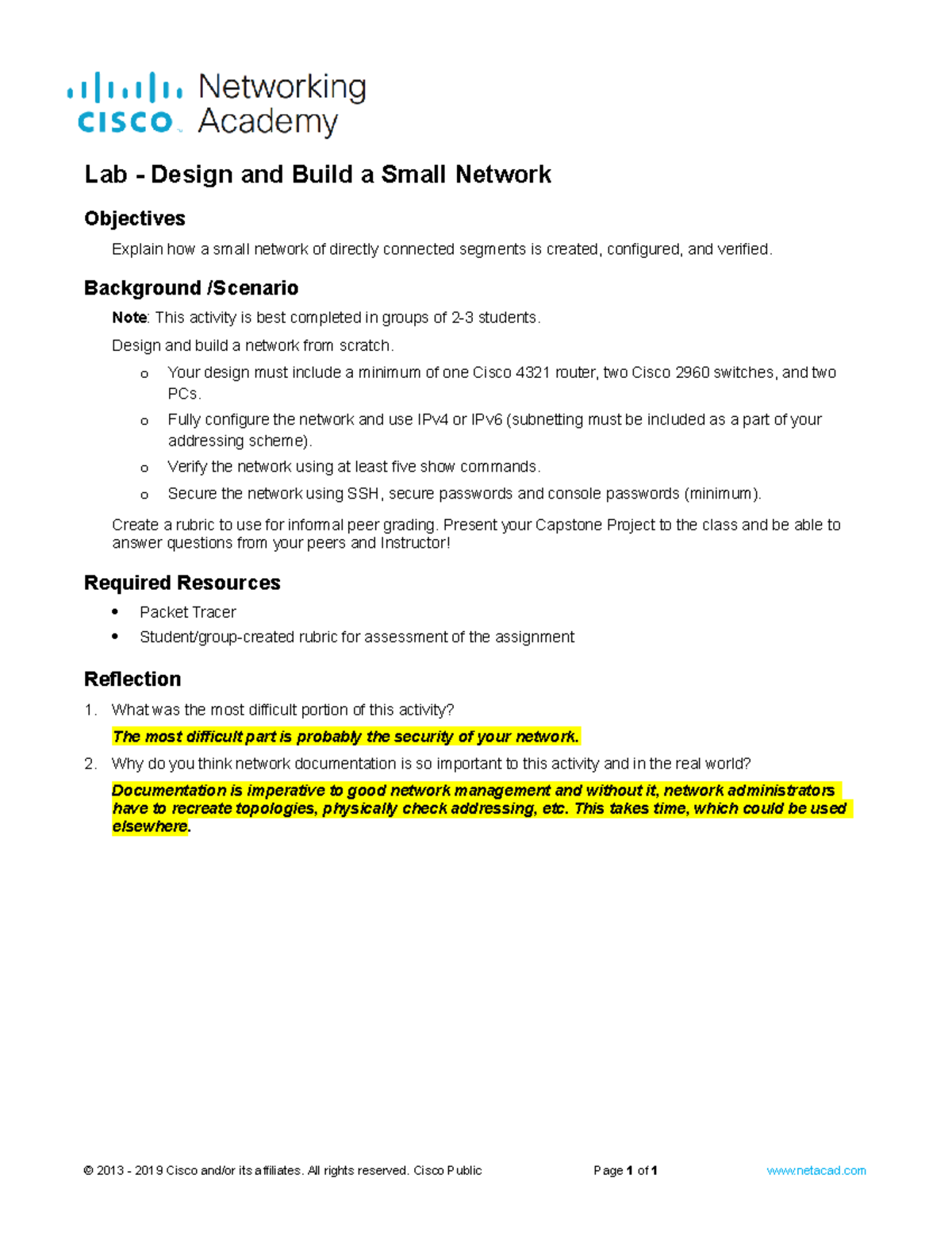 17.8.1 Lab - Design and Build a Small Network - Lab - Design and Build ...