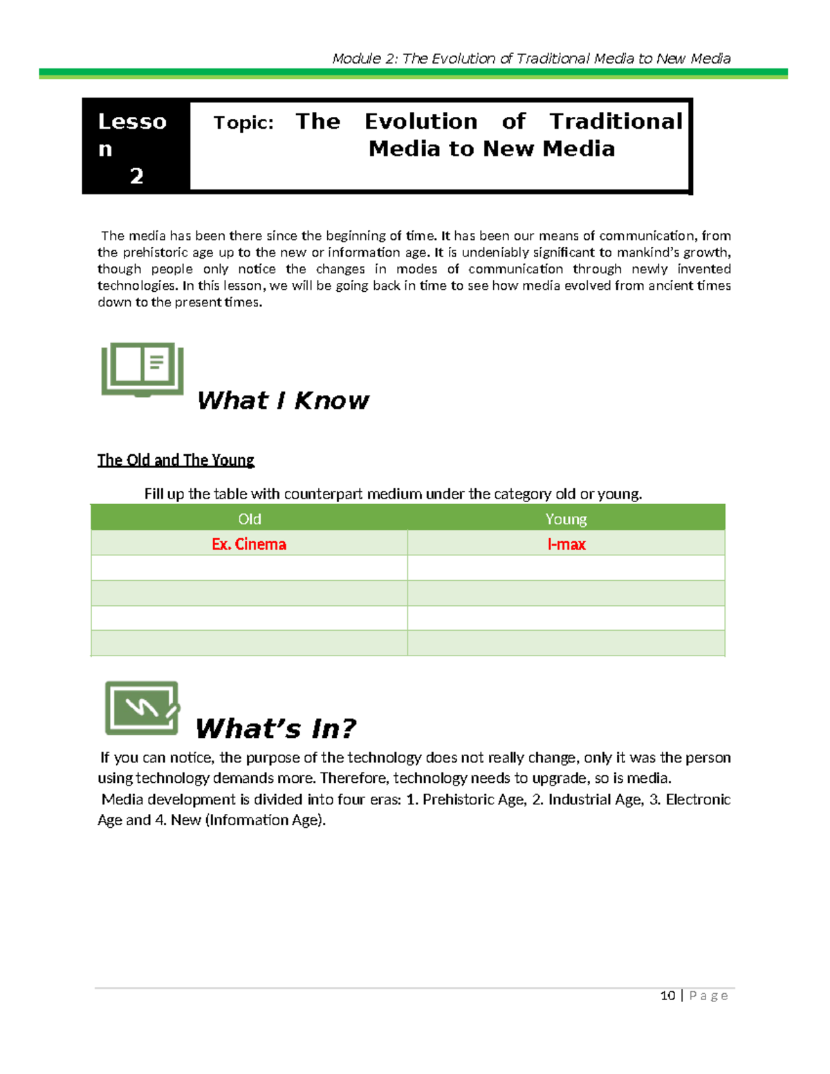 Module 2 - GOOD - Lesso n 2 Topic: The Evolution of Traditional Media ...