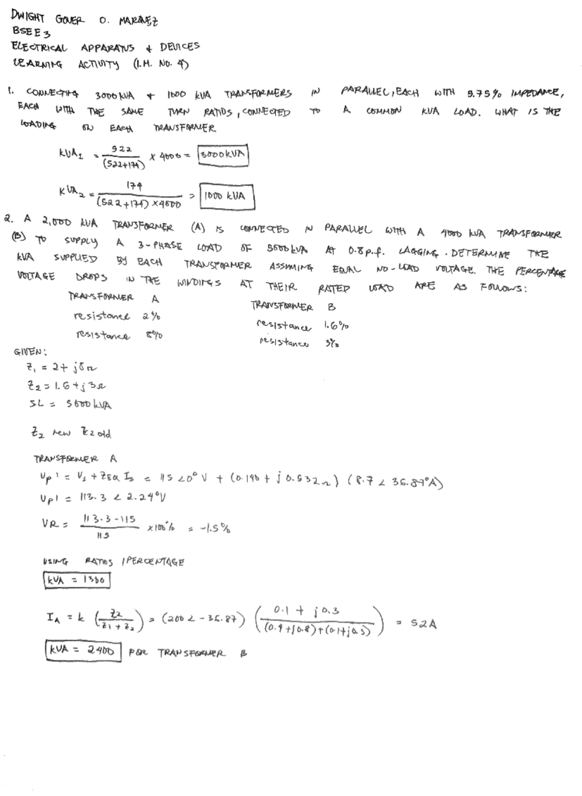 ELECTRICAL APARATUS AND DEVICES LEARNING ACTIVITY MODULE 4 ...