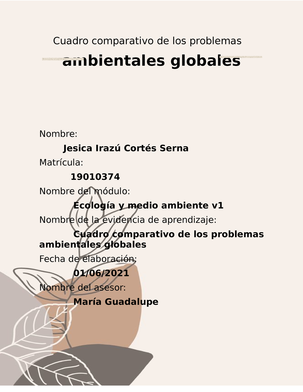 Cortés Jesica Comparativo Problemas Ambientales - Cuadro Comparativo De ...