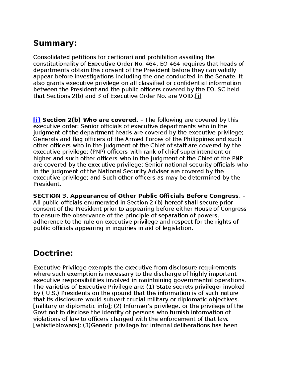 Ermita v senate - DIGEST - Summary: Consolidated petitions for ...