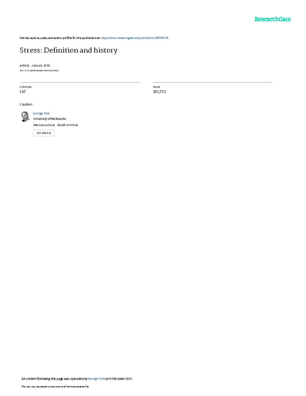 Stress Concepts Definition History Fink 2017-Reference Modulein ...