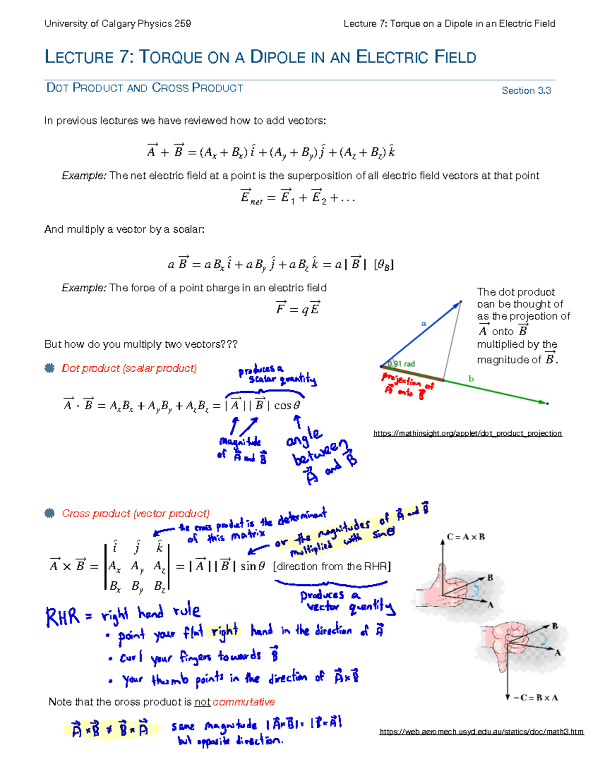 Lecture 7 filledin - notes - LECTURE 7: TORQUE ON A DIPOLE IN AN ...