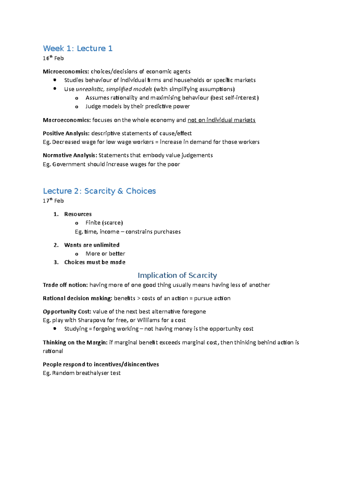 Summaries of lectures 1 - 15 (required for mid semester exam) - Week 1 ...