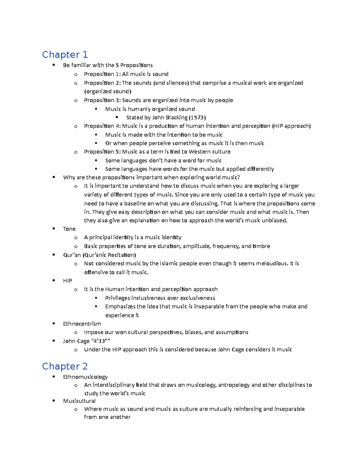 World Music Test 1 Review Chapter 1 Be familiar with the 5