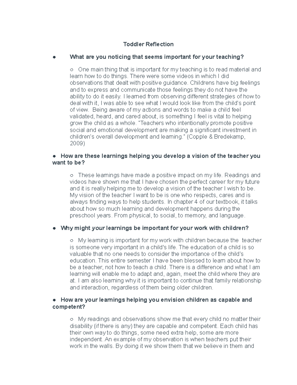 Resubmit Toddler Reflection. learning through play in kindergarten ...