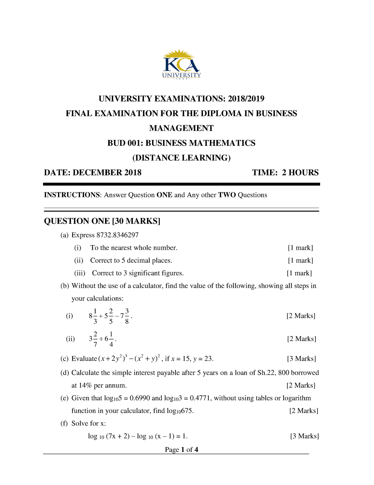 bud001-business-mathematics-mandatory-assignment-by-dr-stephen