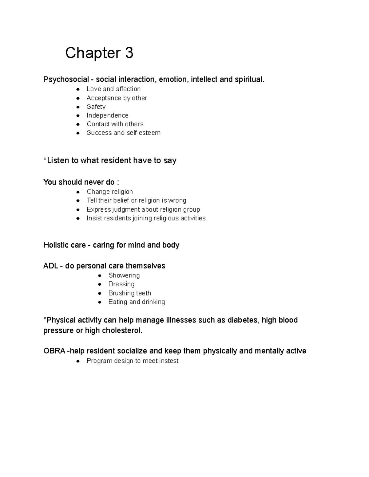 CNA Chapter 3 - Curam College Of Nursing - Chapter 3 Psychosocial ...