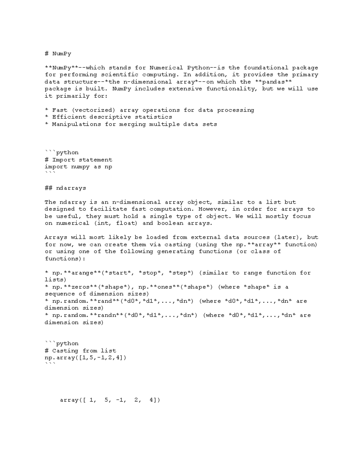 Lec 4 numpy - Lecture notes lec 4 - NumPy stands for Numerical the ...