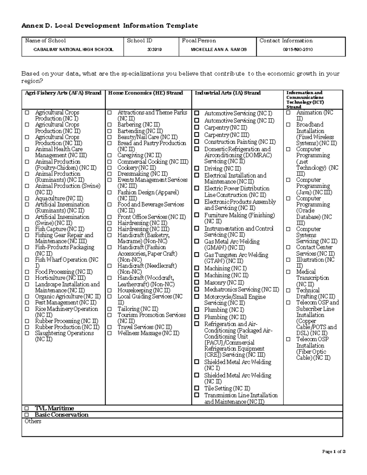 Annex D ( Edited) - Annex D. Local Development Information Template ...