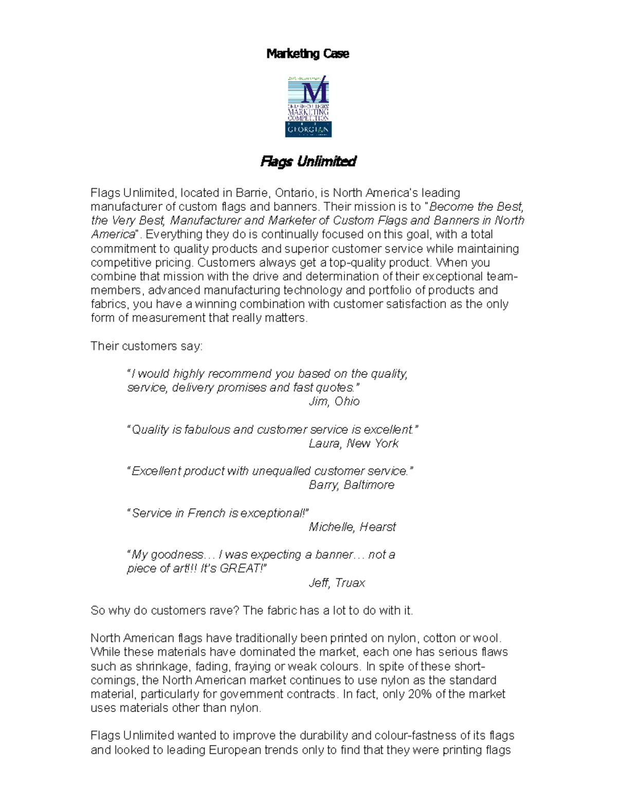 Flag's Unlimited LECTURE Marketing Case Flags Unlimited Flags