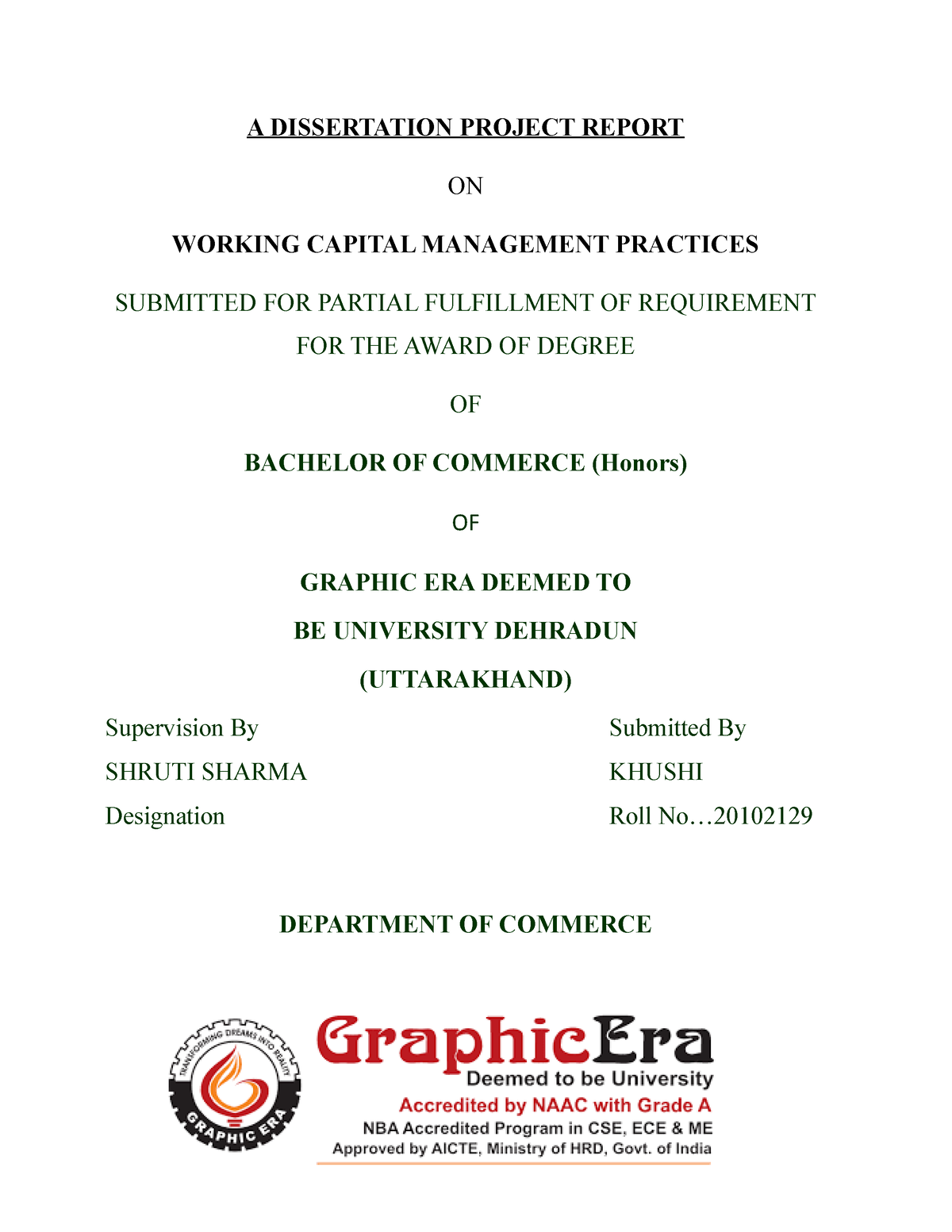 dissertation working capital management