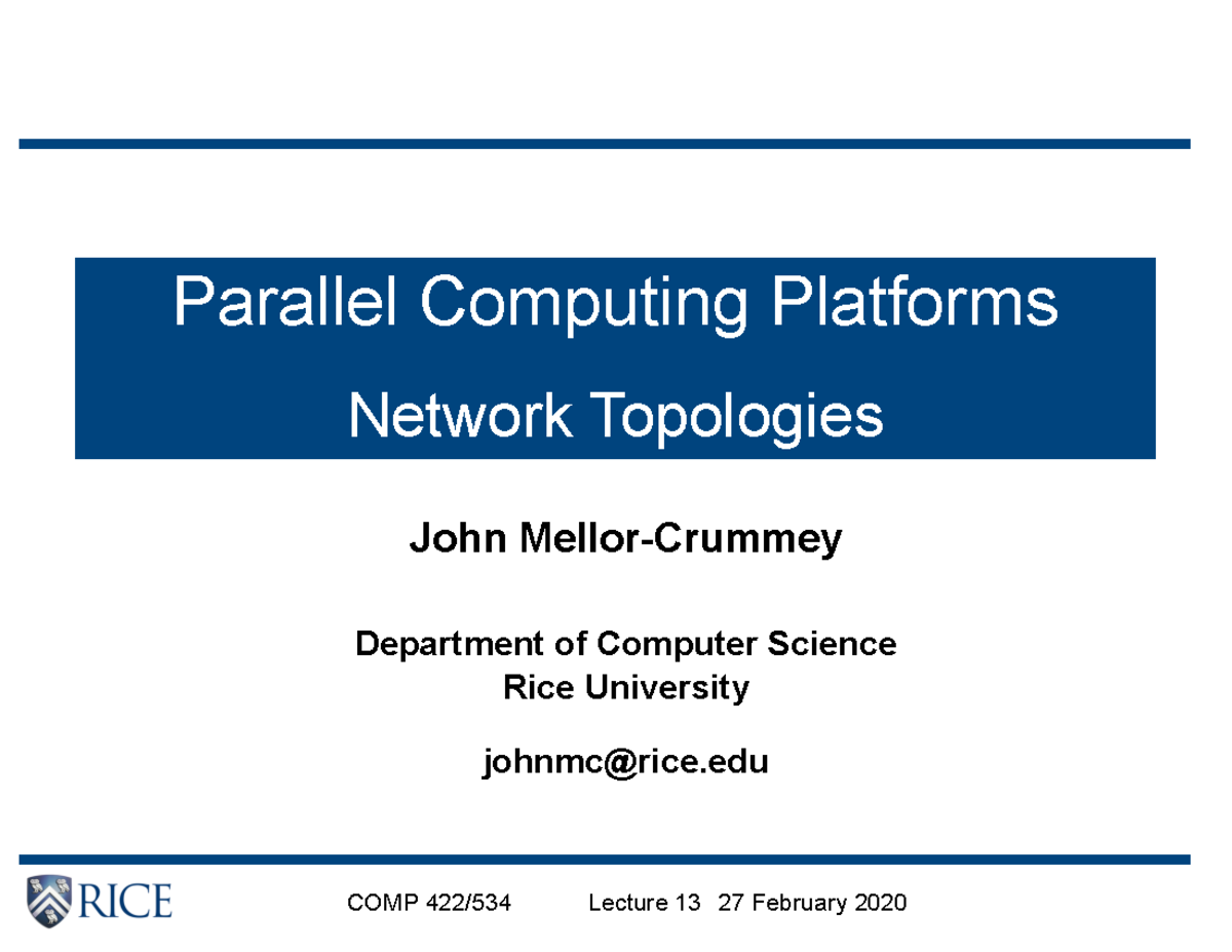 Pc3 - notes - John Mellor-Crummey Department of Computer Science Rice ...