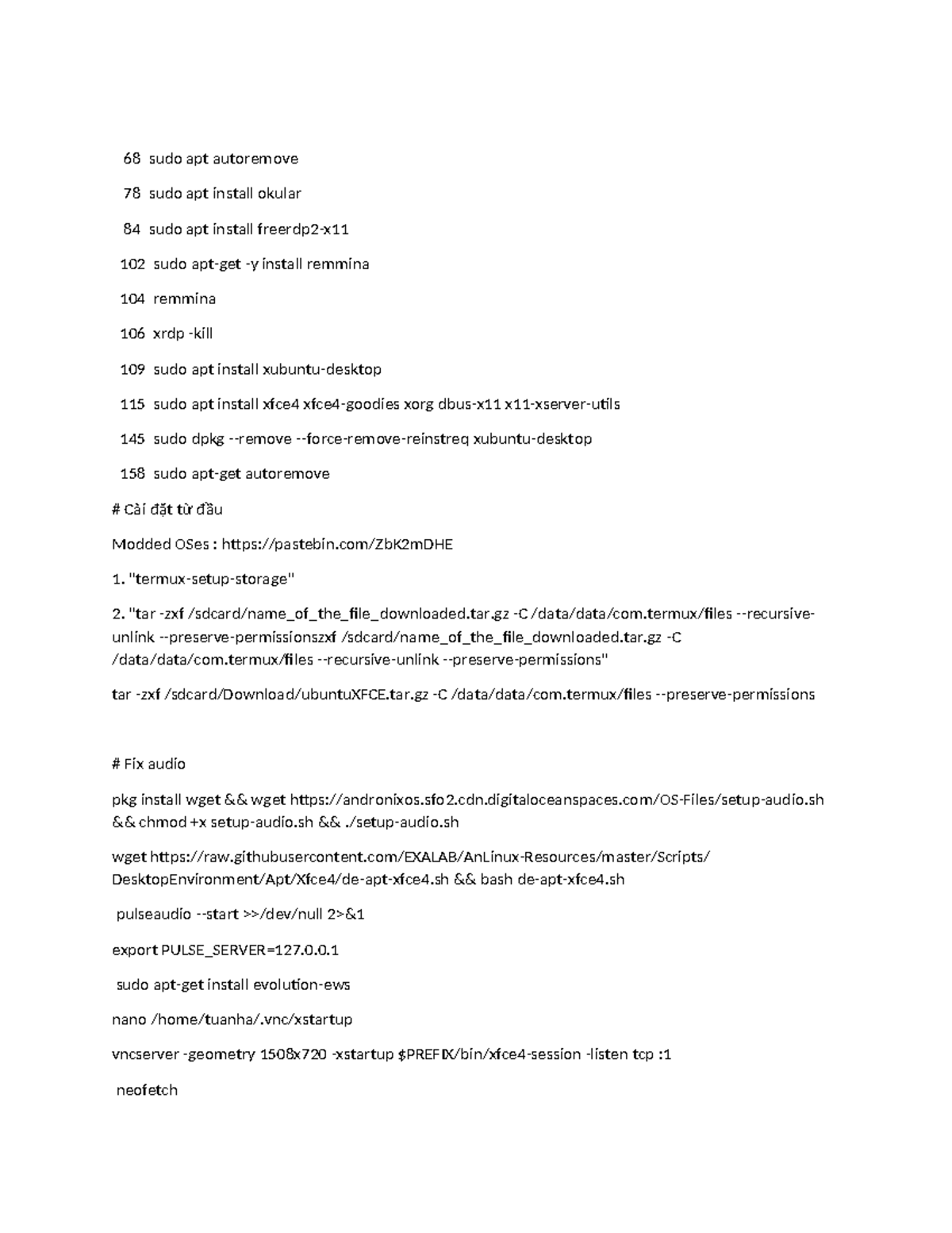 Lenh Andronix 68 sudo apt autoremove 78 sudo apt install okular 84 sudo apt install freerdp2x