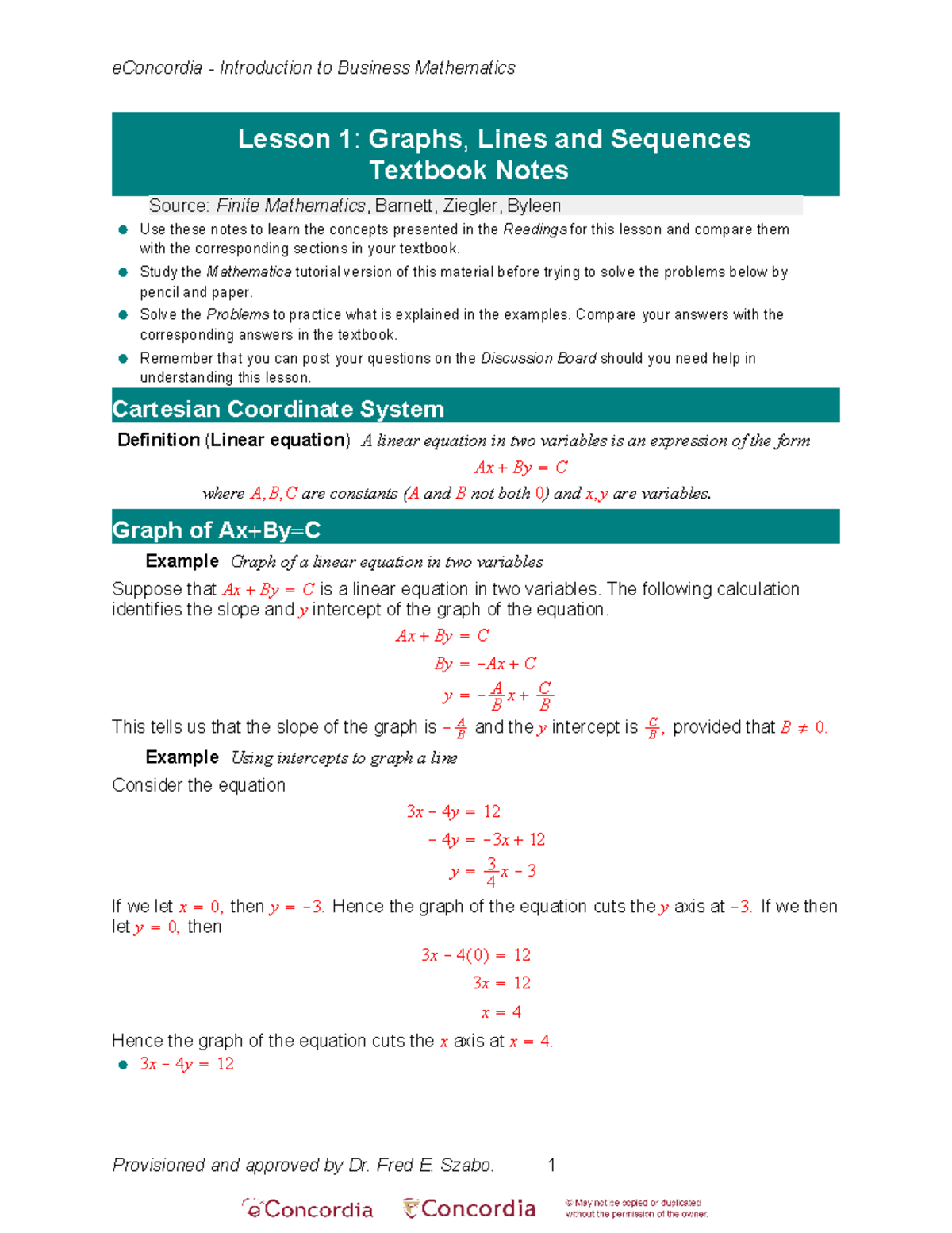 L1-Txt-Notes - Lesson 1 notes - Lesson 1: Graphs, Lines and Sequences ...