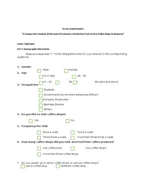 Just coffee - Survey questions ire - Service Quality Just Coffee ...