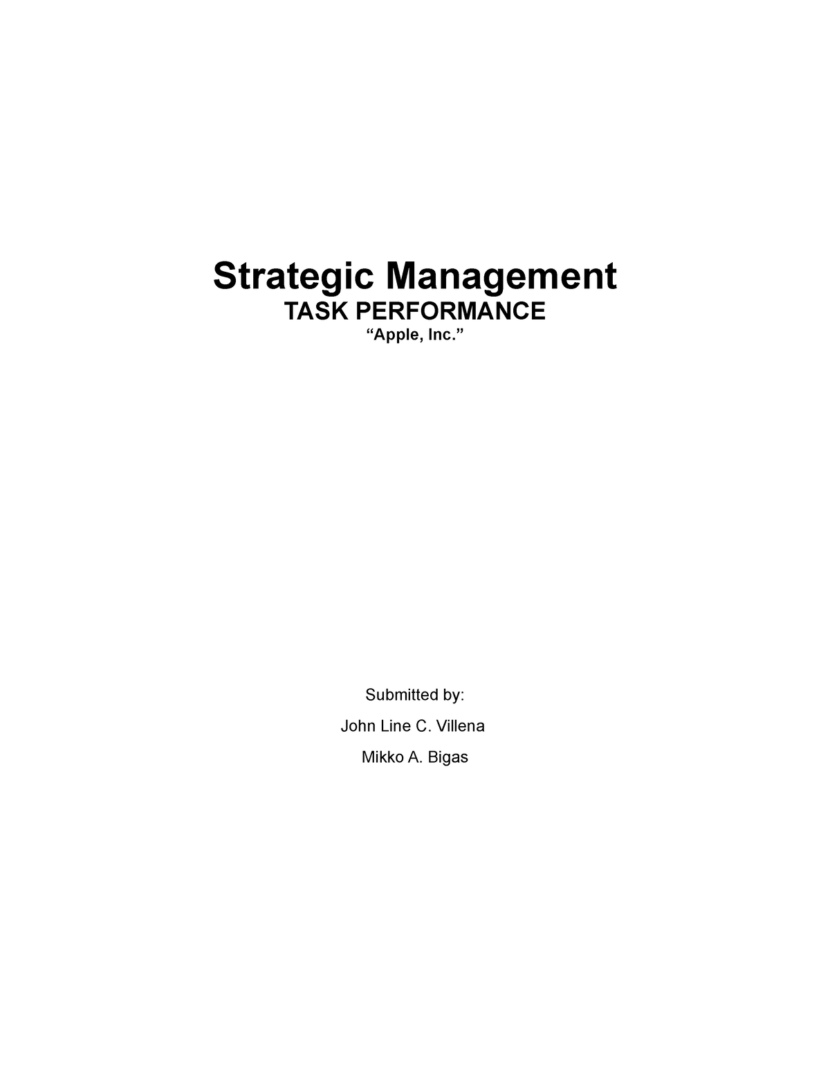 09 Task Performance 1 Strategic Management - Strategic Management TASK ...