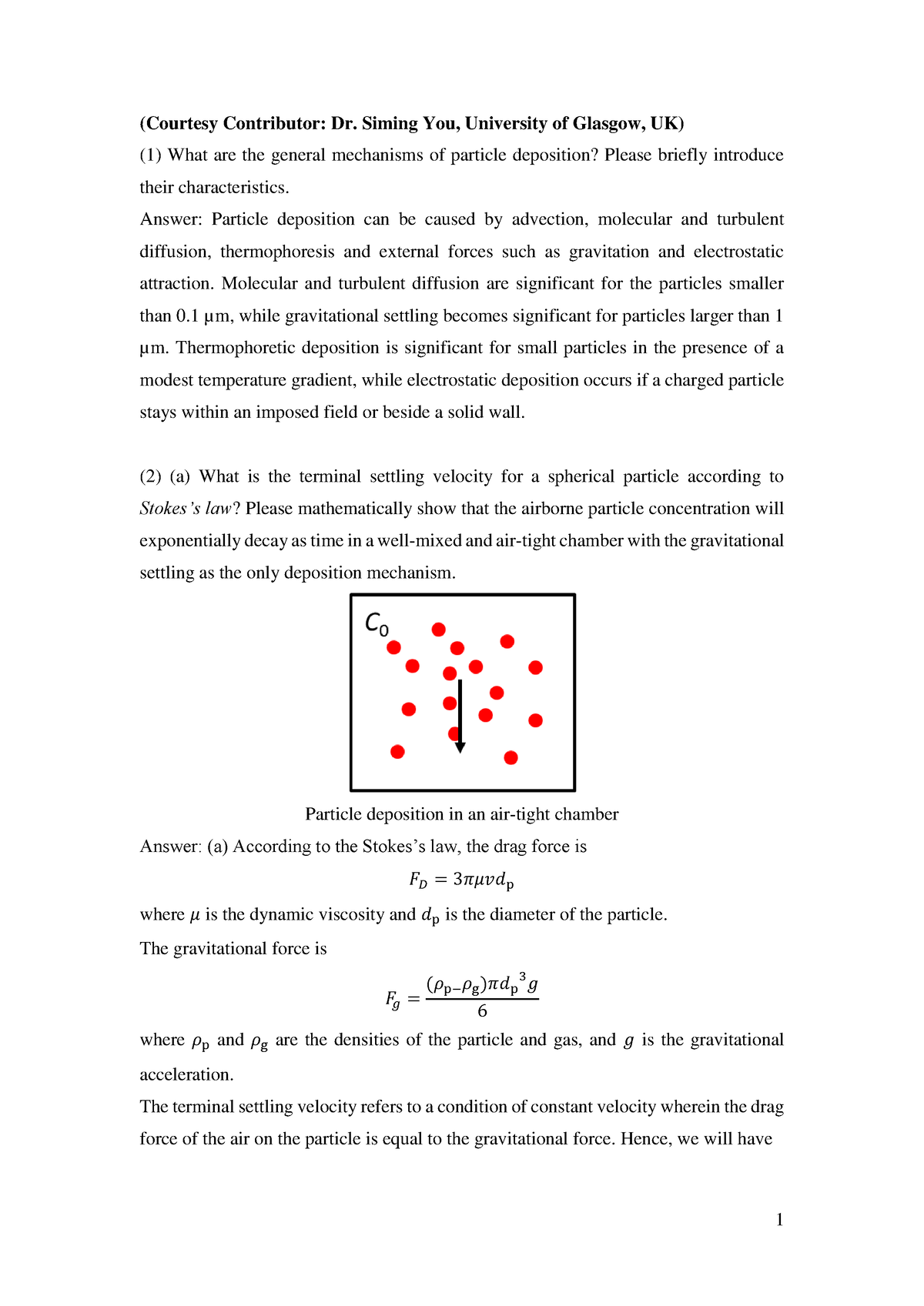 Tutorial 11 - particle technology - (Courtesy Contributor: Dr. Siming ...