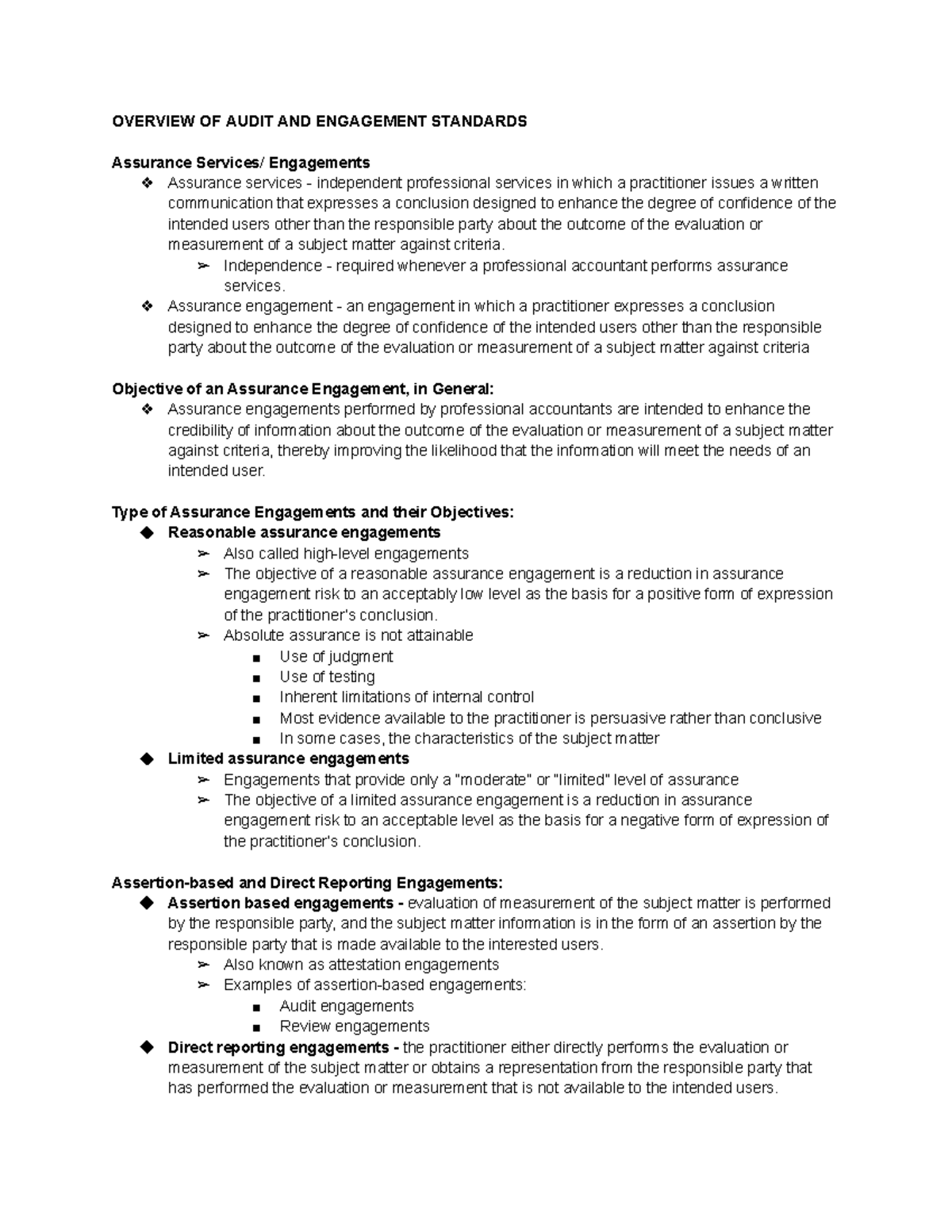 Handout 1 Overview of Audit and Engagement Standards Google Docs ...
