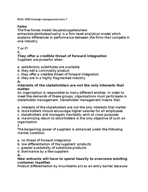 BUSA 4980 Strategic management notes 9 - BUSA 4980 Strategic management ...