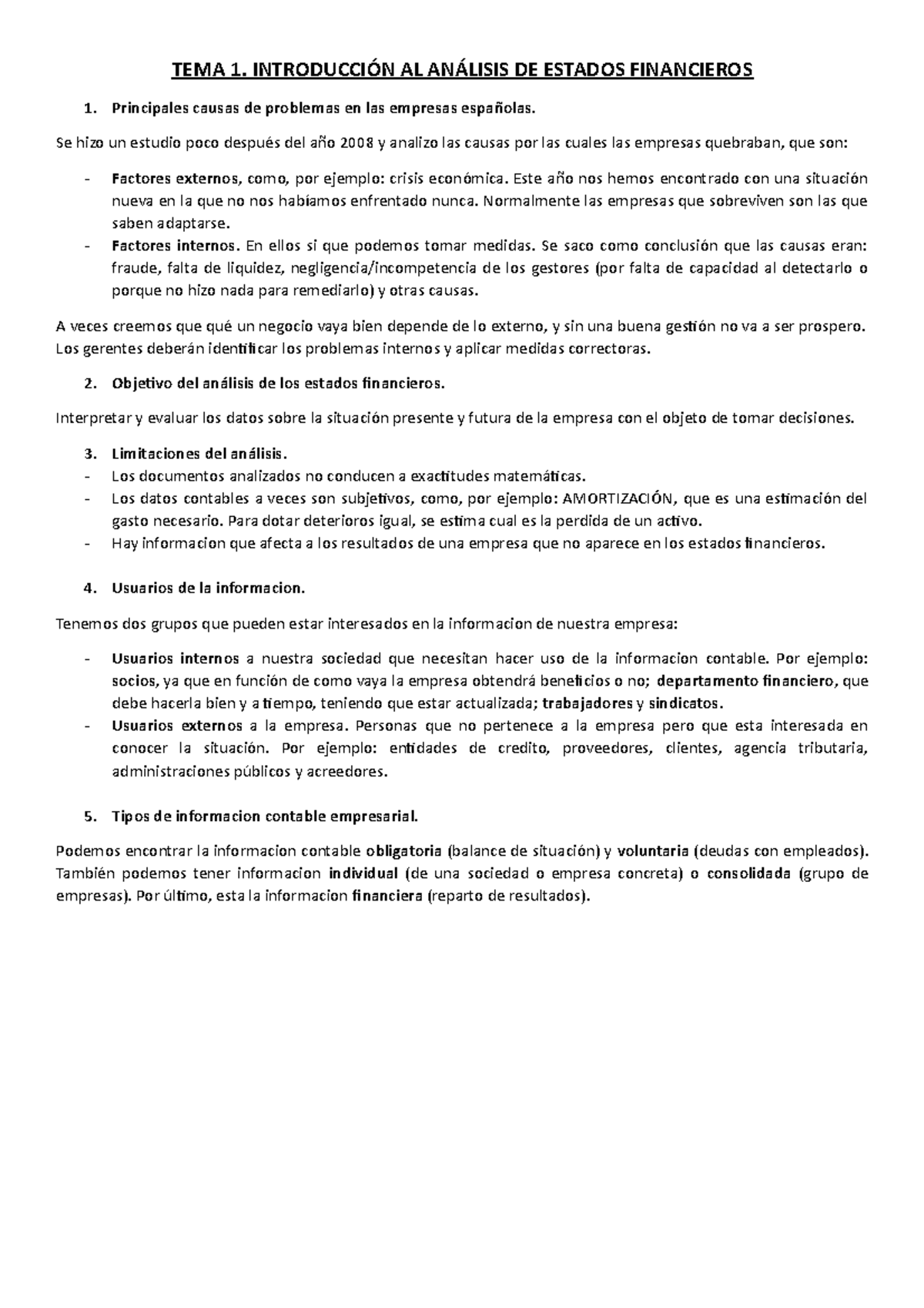 TEMA 1. Introducción AL Análisis DE Estados Financieros - TEMA 1 ...
