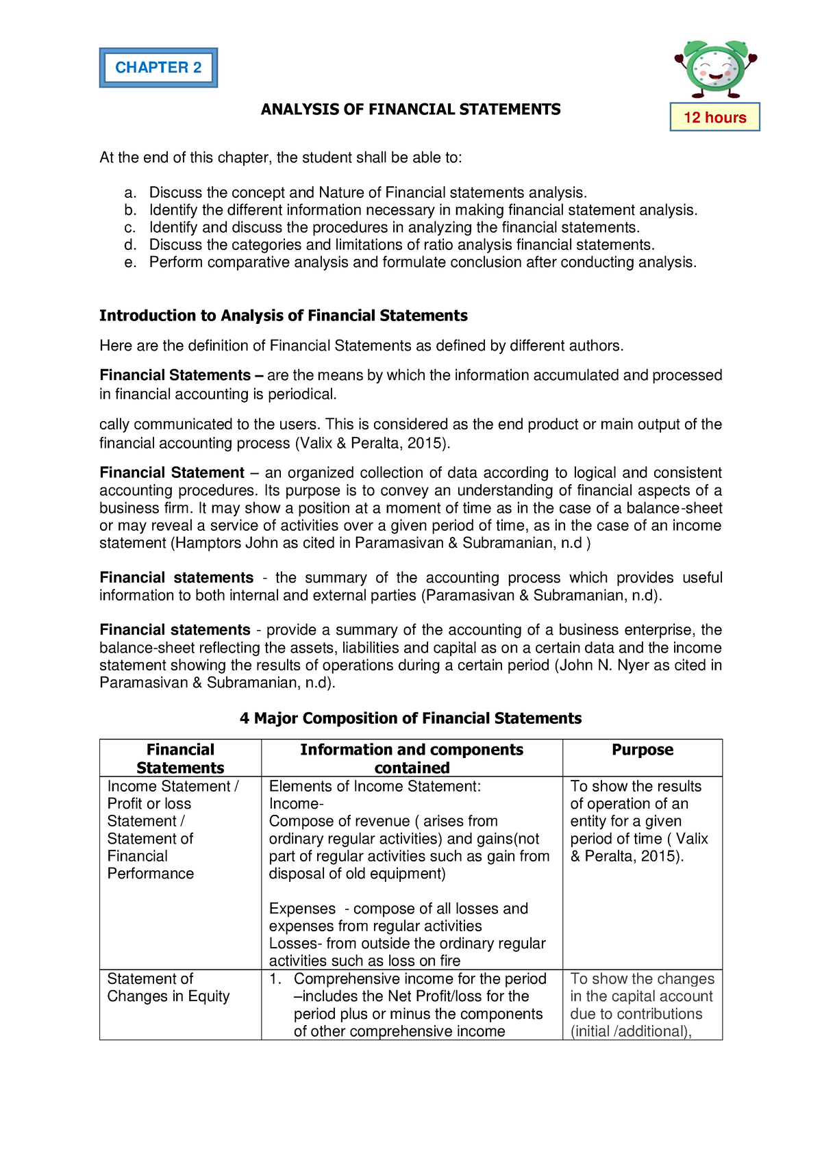 Chapter 2 Analysis OF Financial Statements - ANALYSIS OF FINANCIAL ...