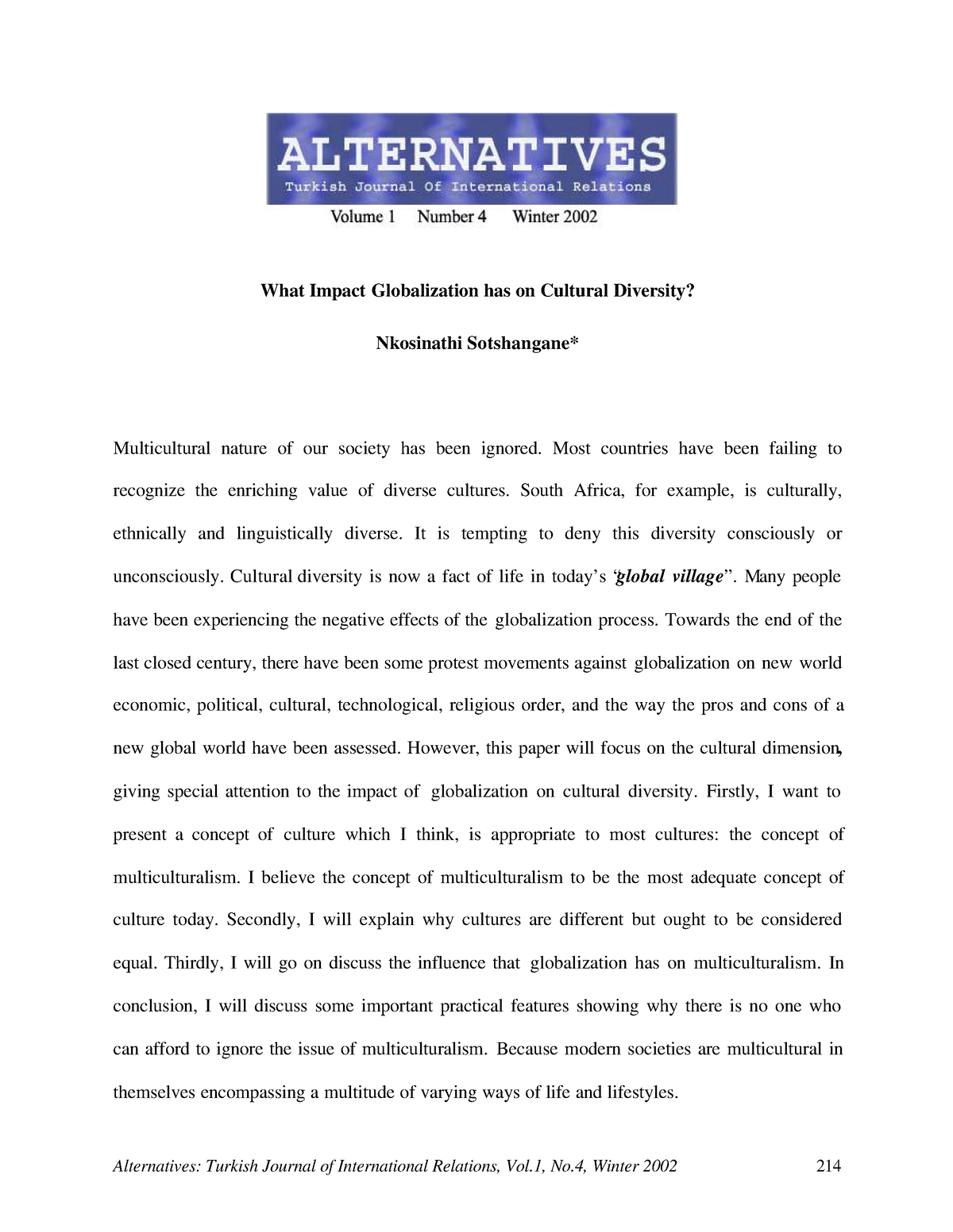 impact of cultural globalization essay