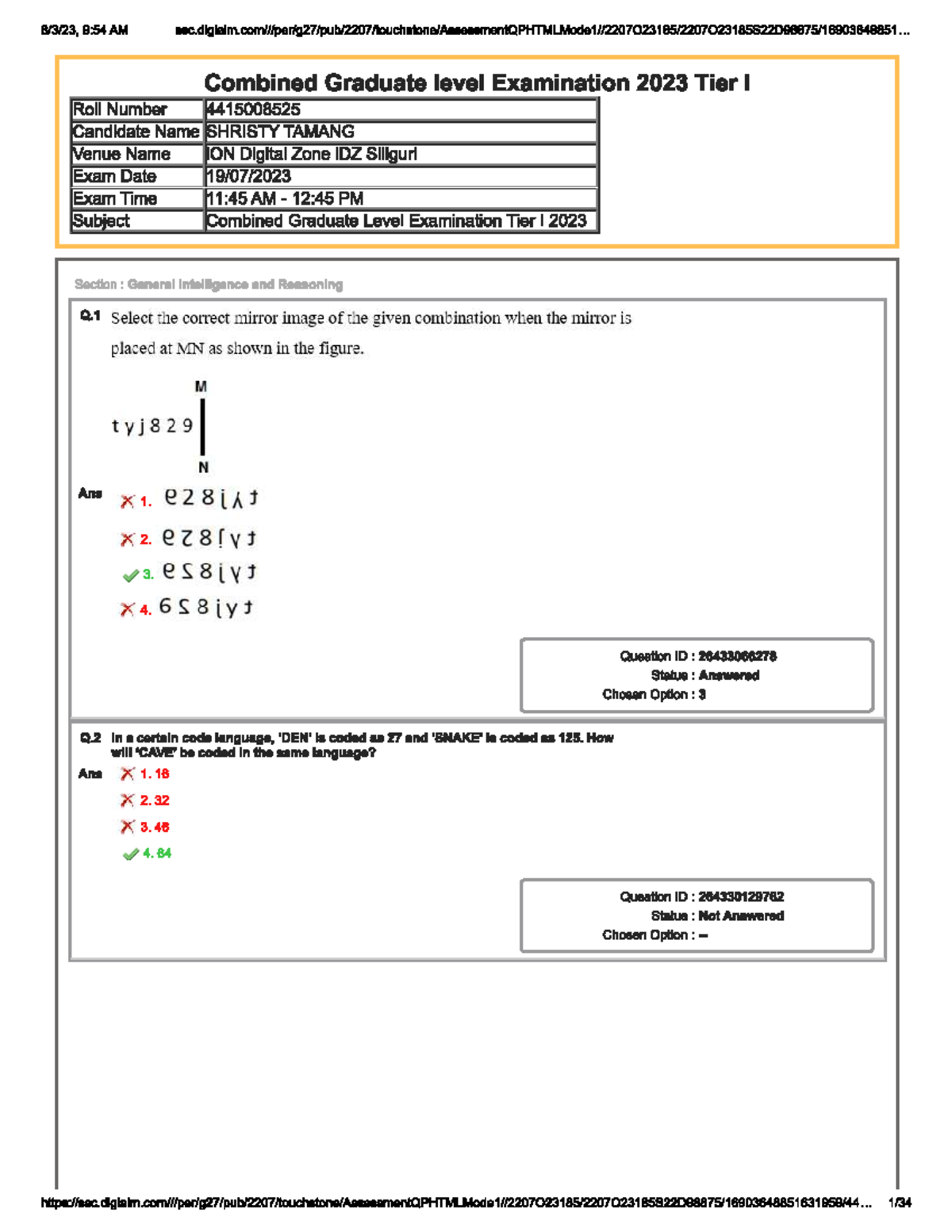 Ssc cgl answer key 19 7 2023 shift 2 - Urban Geography - Studocu