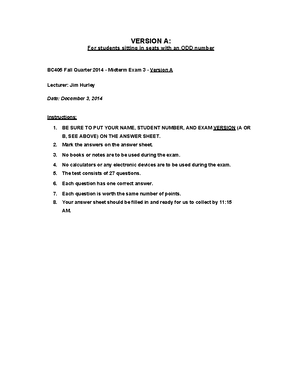 BIOC 405 Practice Exam - BIOC405 Fall Quarter 2020 Midterm Exam 3 ...