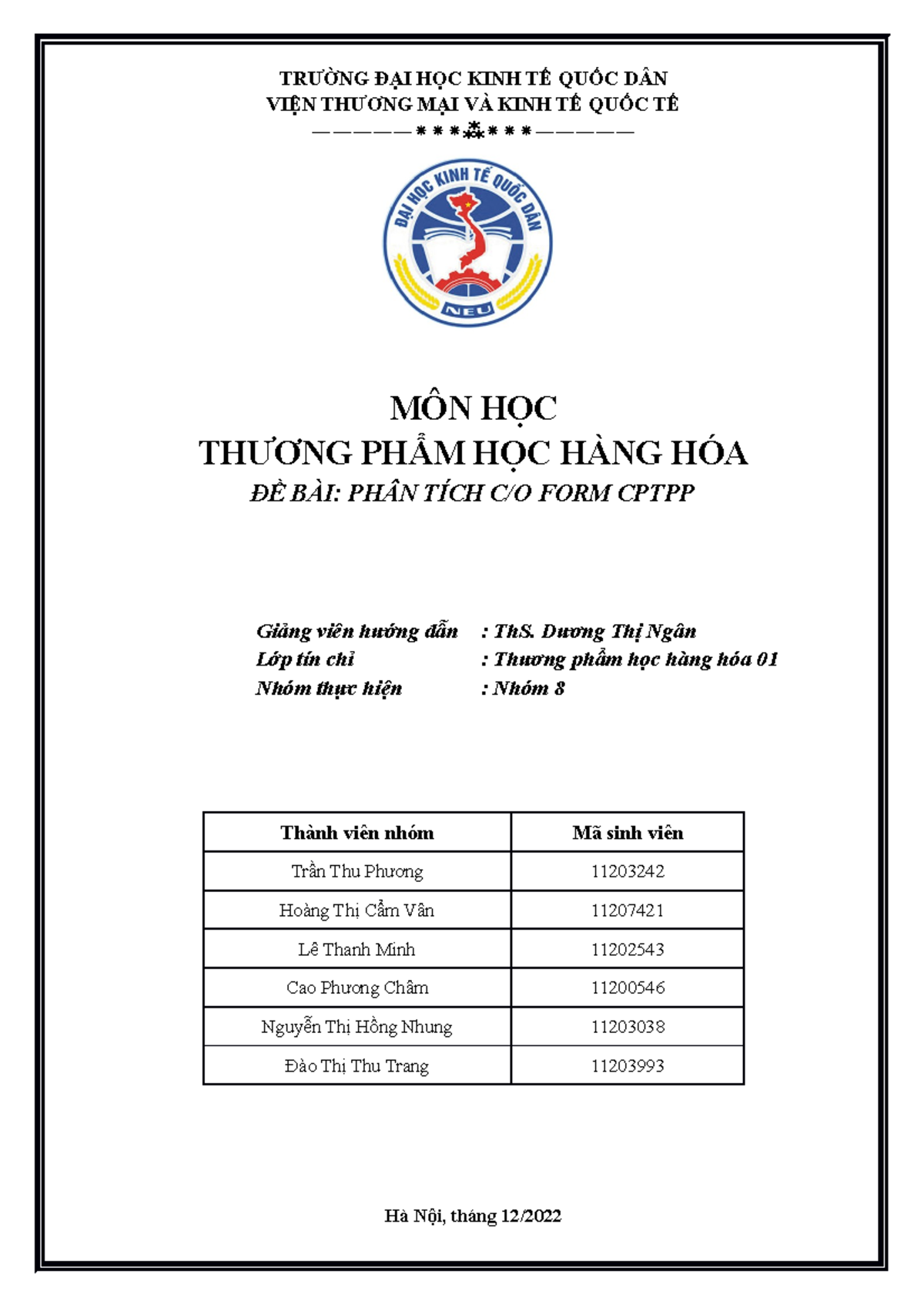CO form Cptpp - ####### TRƯỜNG ĐẠI HỌC KINH TẾ QUỐC DÂN ####### VIỆN ...